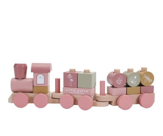 LITTLE DUTCH trenino in legno toni rosa